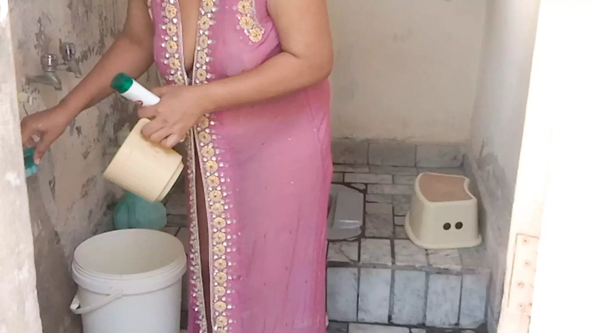 Lovely A Hot step sis cleaning washroom and fucking her step bro