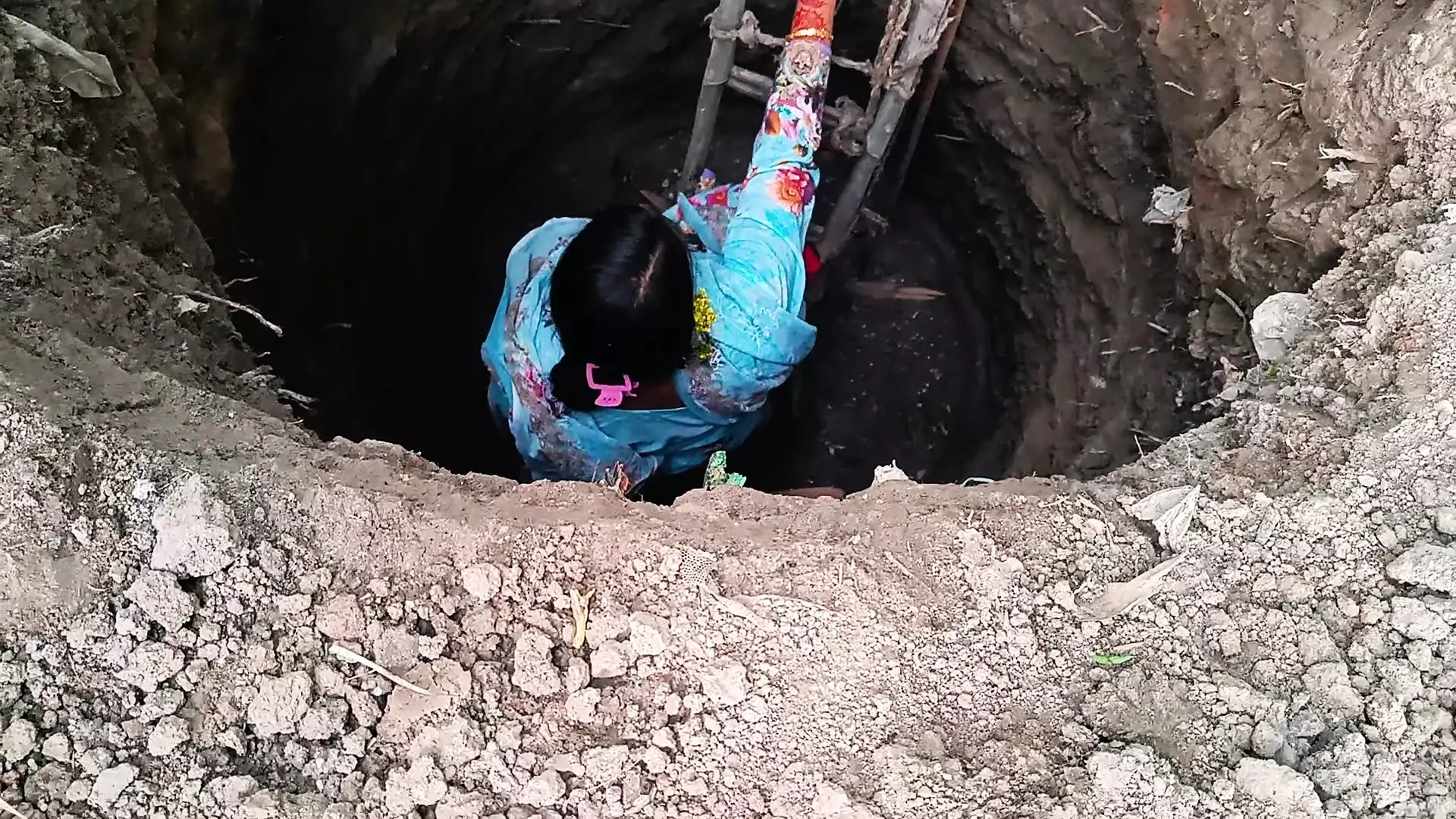 Entering the huge cave, calling the stepmother and having sex with the stepson.with dirty talk.