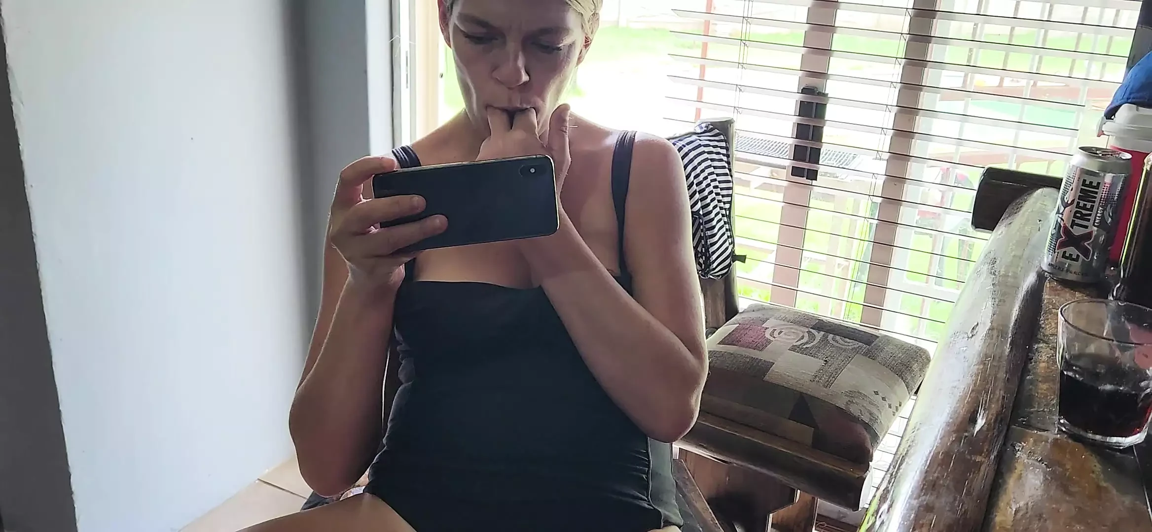After awhile my stepmom got horny and seduced me to fuck her while she filmed it