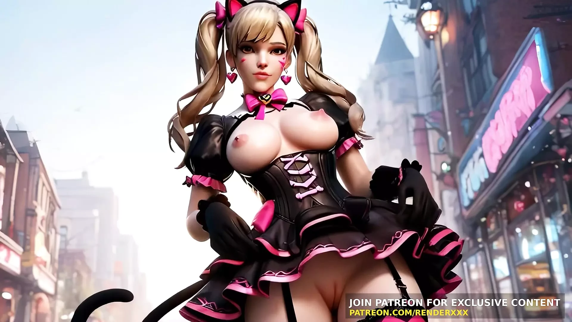 3D Animation : Overwatch – Dva Black Cat Suit Dick Ride Cum On Face Uncensored Hentai