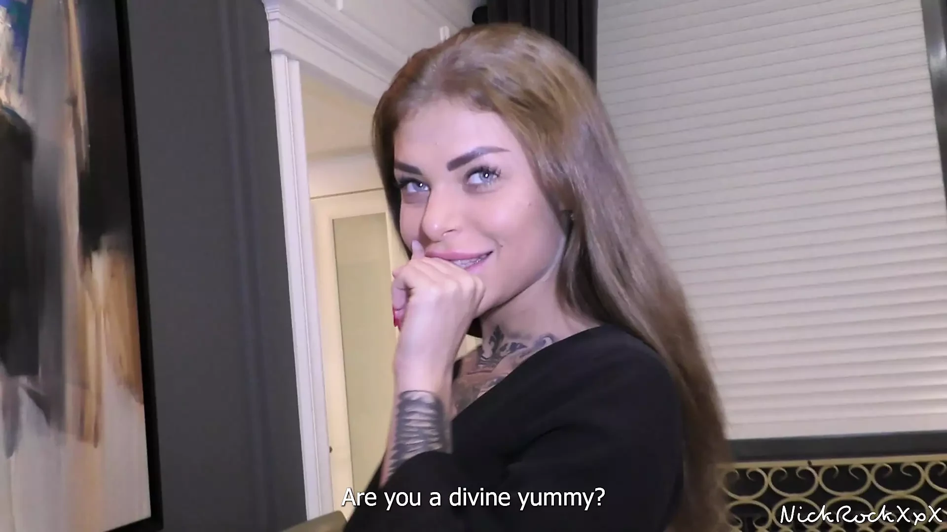 Tattooed sex machine with big clit licks my balls before hard fucking!