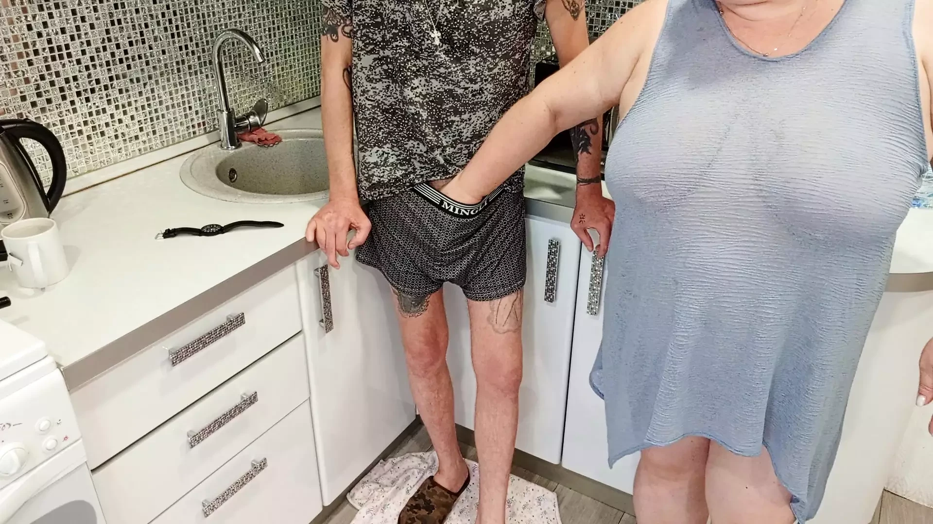 my mother-in-law sucks my dick and I cum in her mouth