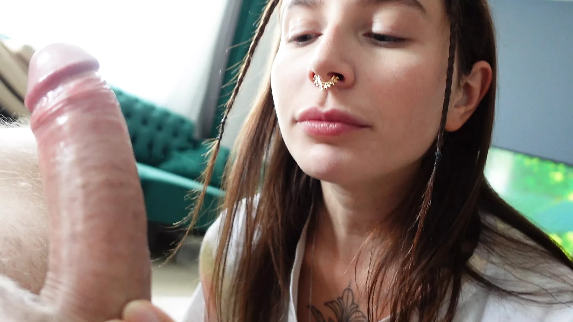 Cum in her Mouth from tongue movements! POV