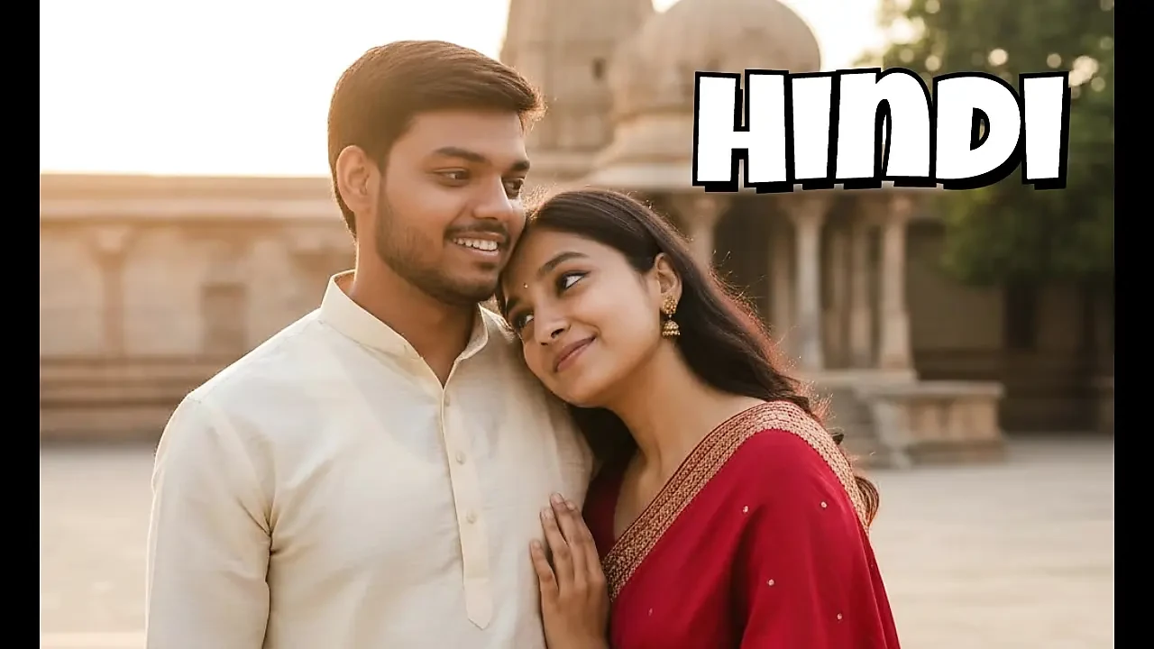 Cute Romantic Desi Couple Having Fun Outside