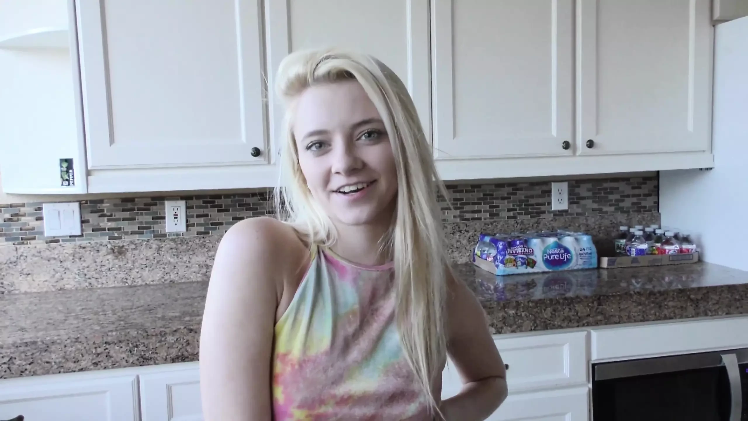Watch Cute Blonde Teen Riley Star Hop up on Her Step Daddies Cock