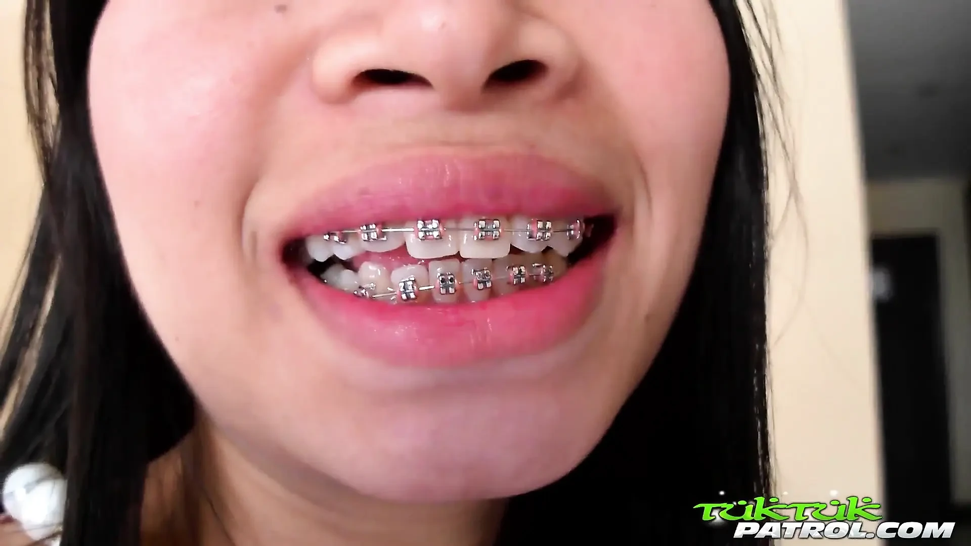 Small tit Thai teen stretched out by big white cock