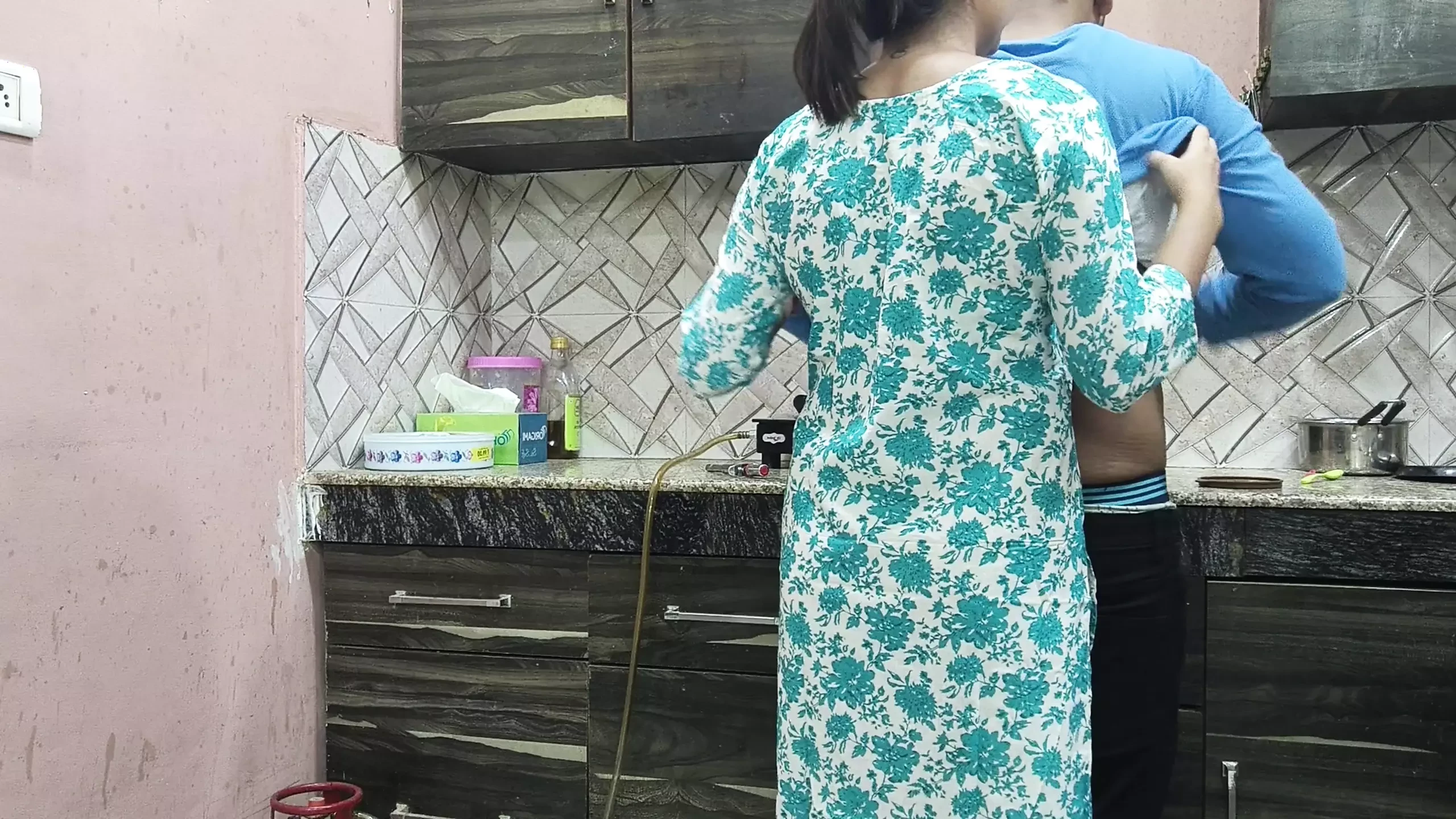 Beautiful Indian Step Mom Pussy and Ass Fucked Hard by Step Son while he is in kitchen Hindi