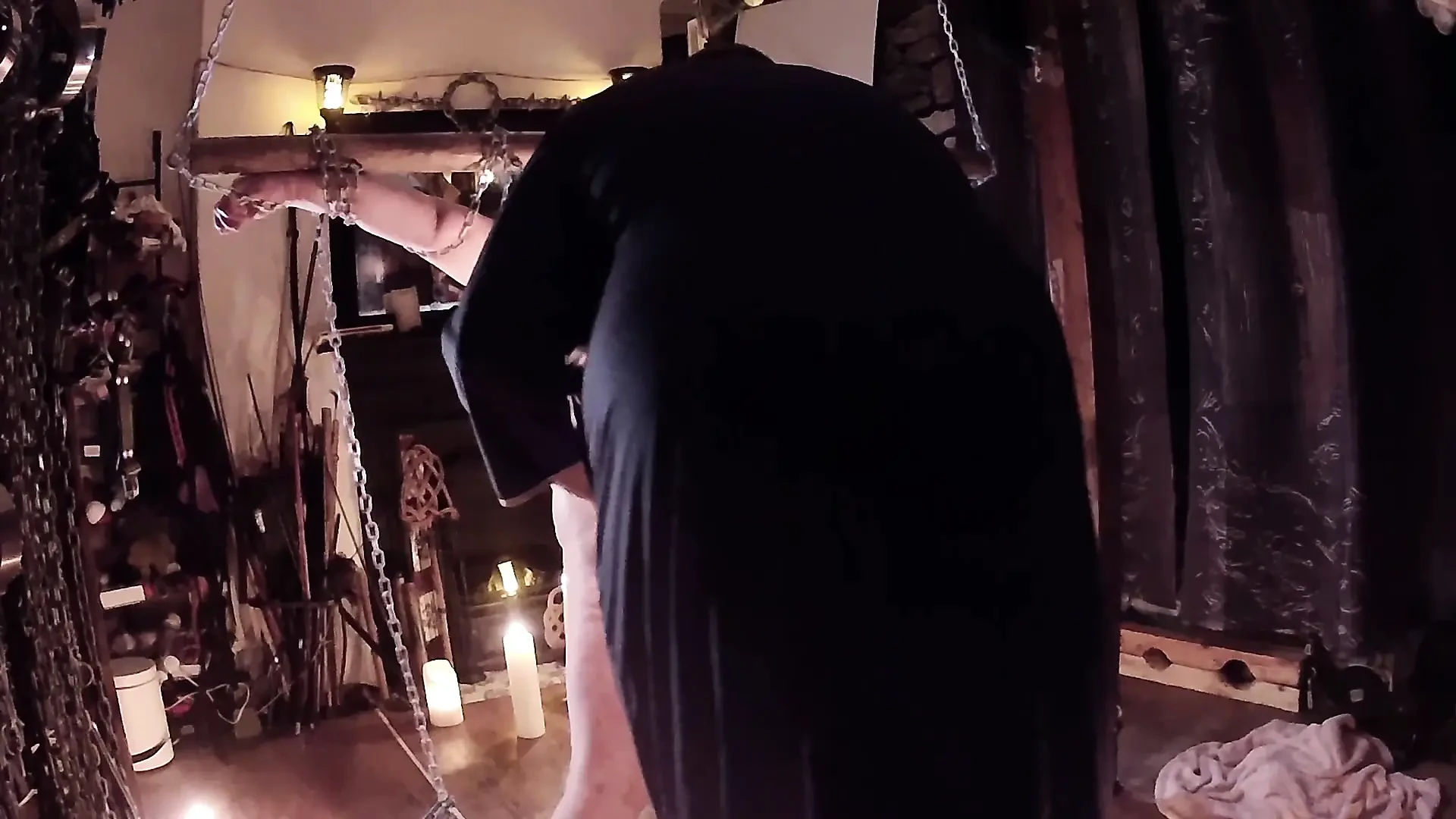 Part 3:- Lanista Bear and Domina Satana wax and heat play with orgasms