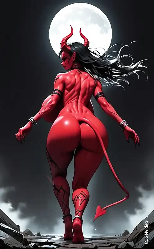 Demon woman bouncing ass on music (Ai animation)