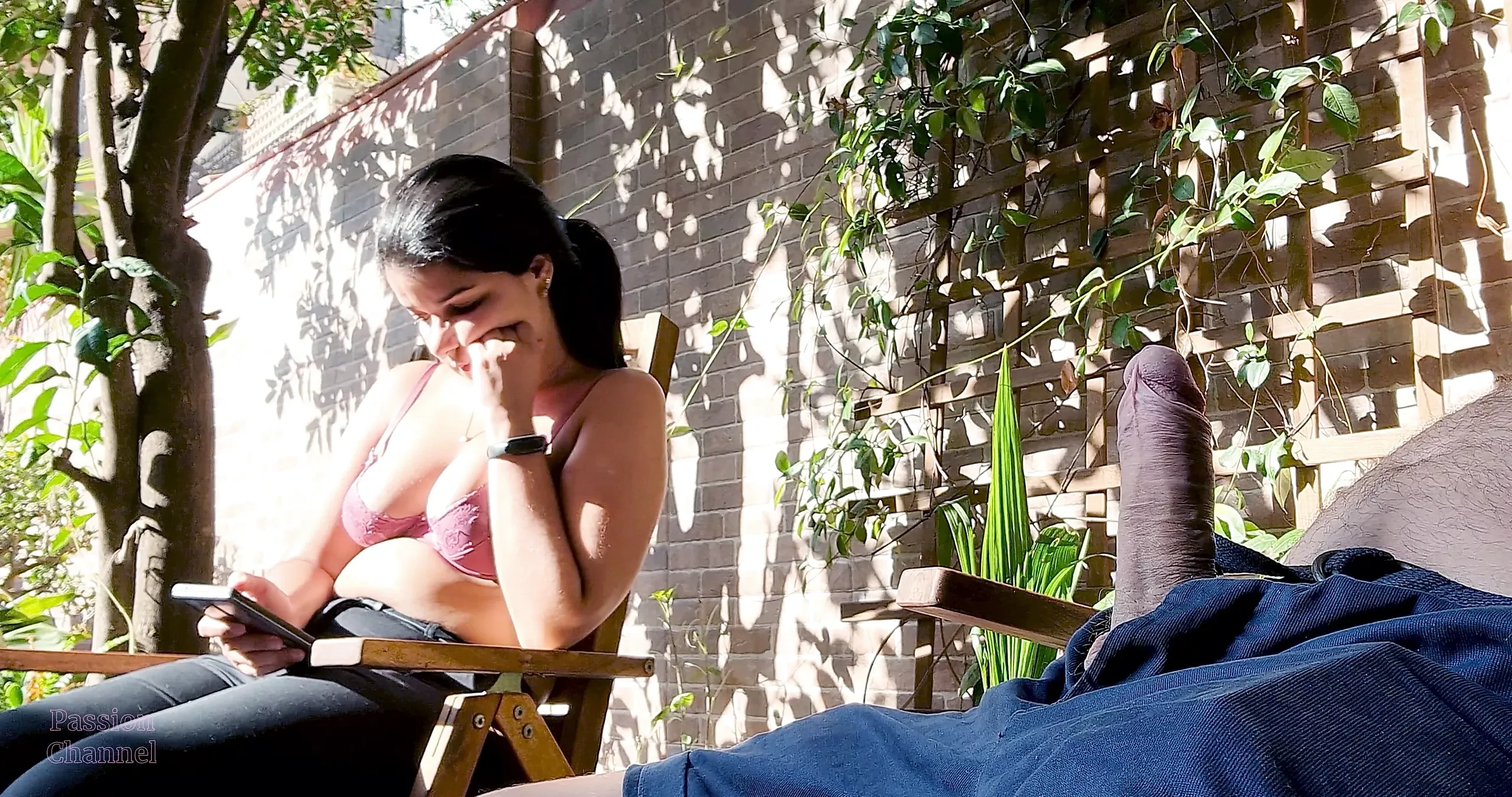 My stepson takes his dick out while I play Candy Crush